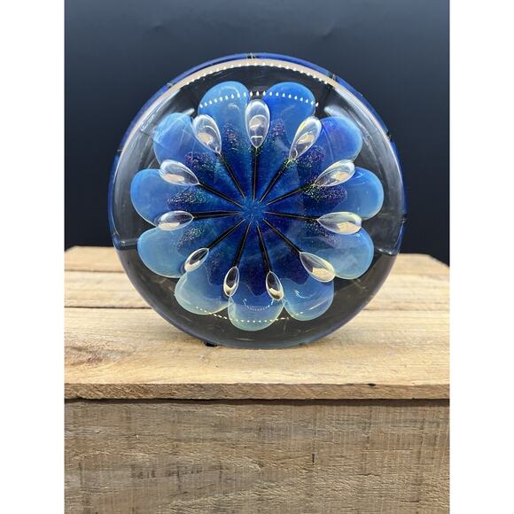 Vintage Robert Eickholt Art Glass Floral Sea Urchin Paperweight 1993 Signed
